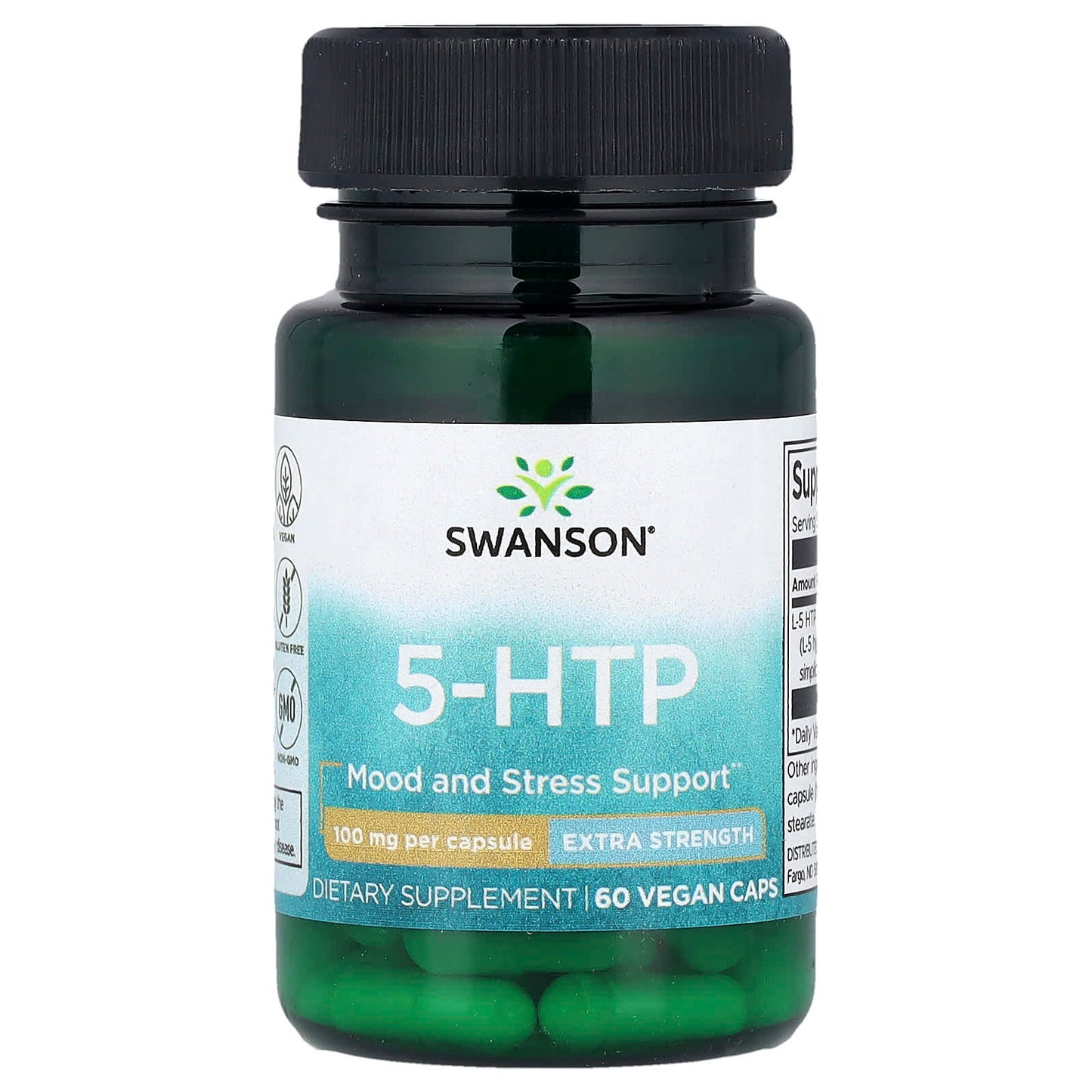 Swanson, 5-HTP, Extra Strength, 100 mg, 60 Vegan Caps - Image 1