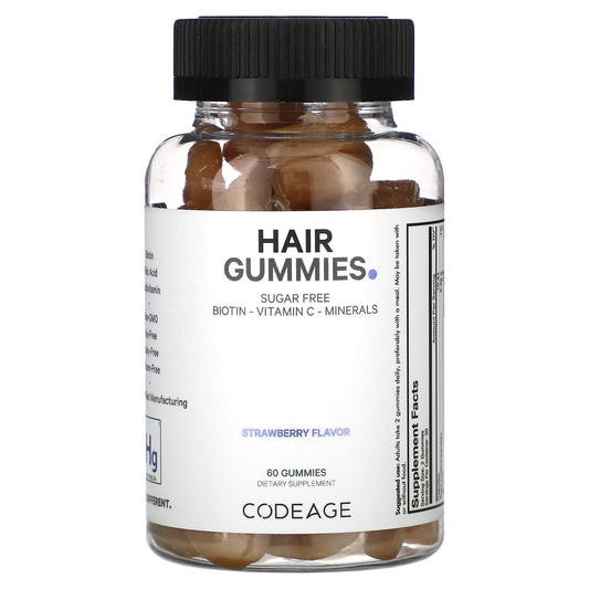 Codeage Sugar-Free Strawberry Hair Gummies for Healthy Hair - Image 1