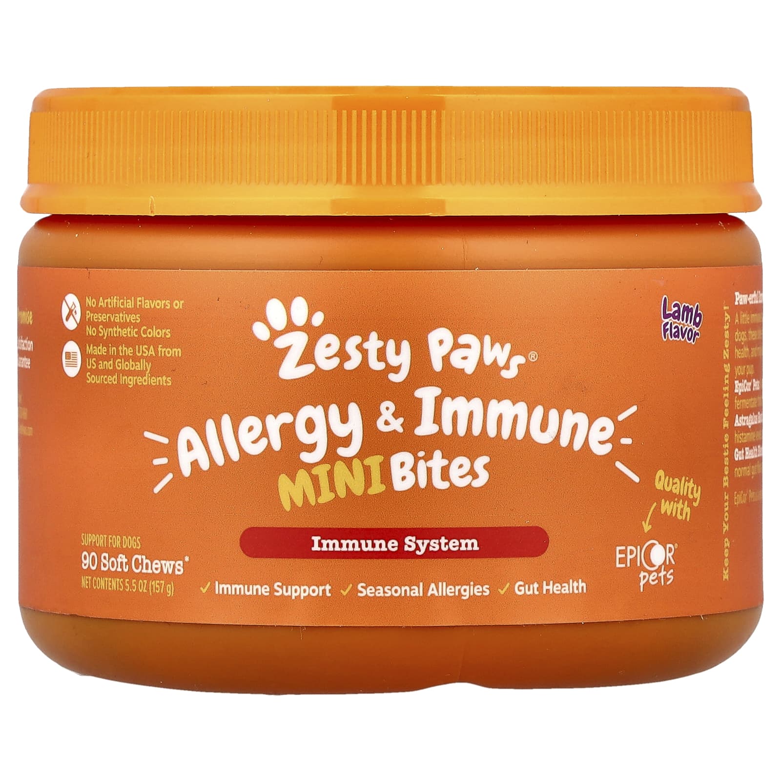 Zesty Paws, Allergy & Immune Mini Bites, For Dogs, Lamb, 90 Soft Chews, 5.5 oz (157 g) - Image 1