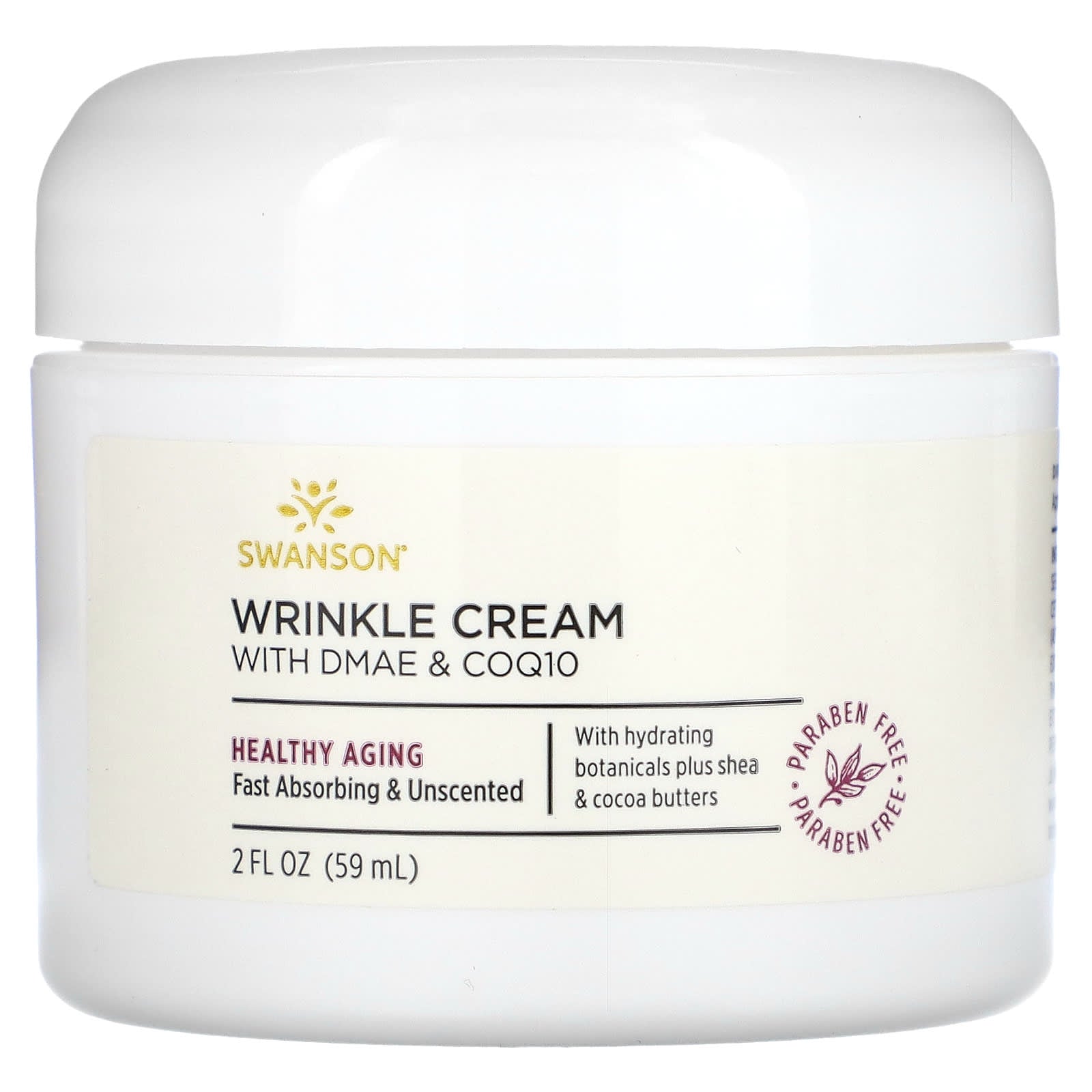 Swanson, Wrinkle Cream With DMAE & CoQ10, 2 fl oz (59 ml) - Image 1