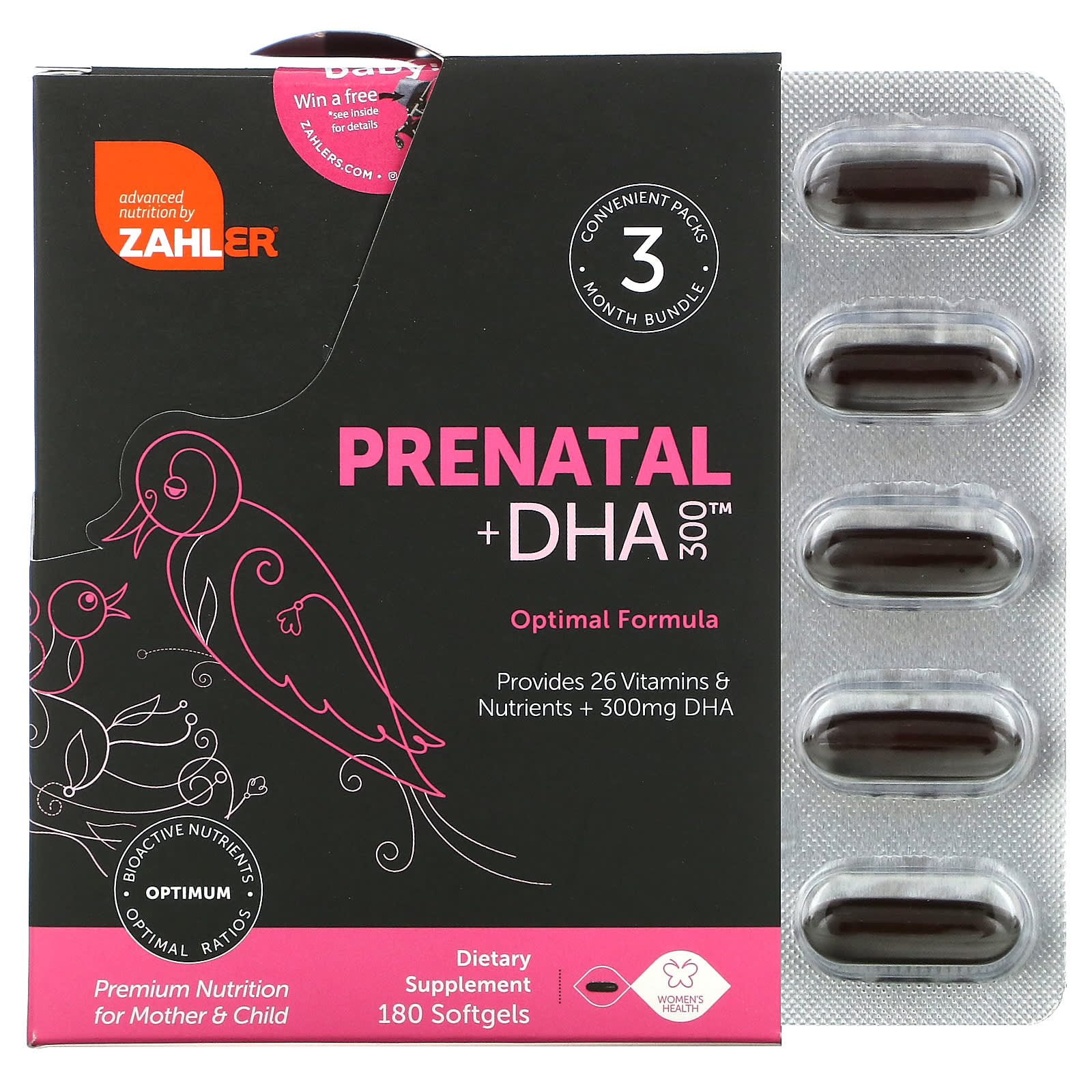 Zahler, Prenatal + DHA 300 Optimal Formula, 180 Softgels - Image 1