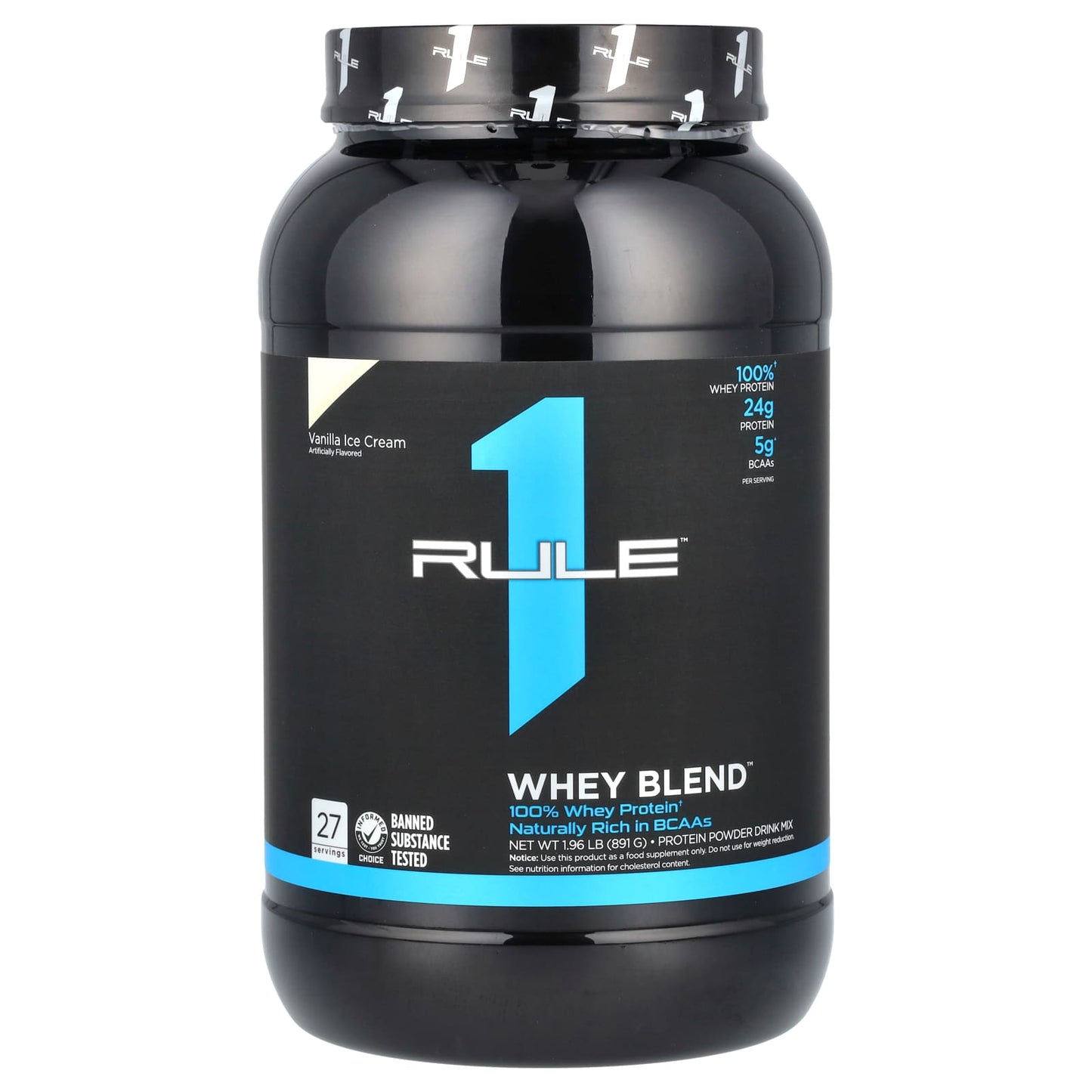 Rule One Proteins, Whey Blend, Protein Powder Drink Mix, Vanilla Ice Cream, 1.96 lb (891 g) - Image 1