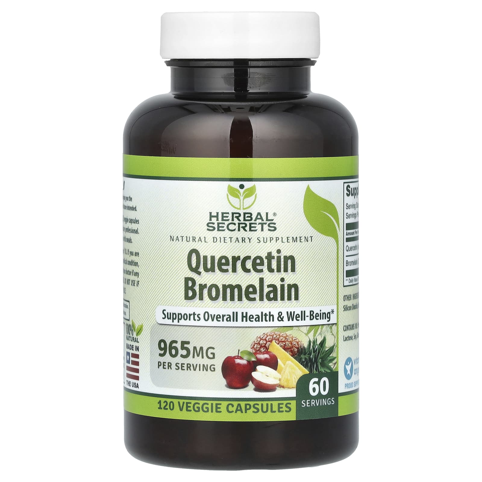 Quercetin Bromelain Supplement by Herbal Secrets - 120 Veggie Capsules - Image 1
