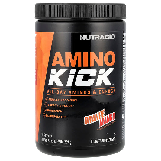 NutraBio, Amino Kick™, Orange Mango, 9.5 oz (269 g) - Image 1