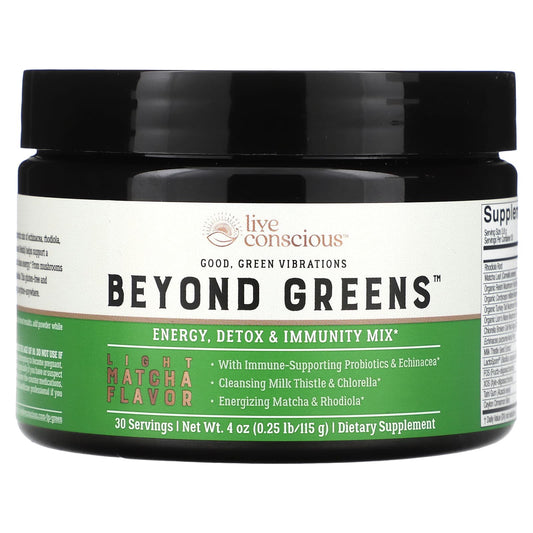 Live Conscious, Beyond Greens, Energy, Detox & Immunity Mix, Light Matcha, 4 oz (115 g) - Image 1