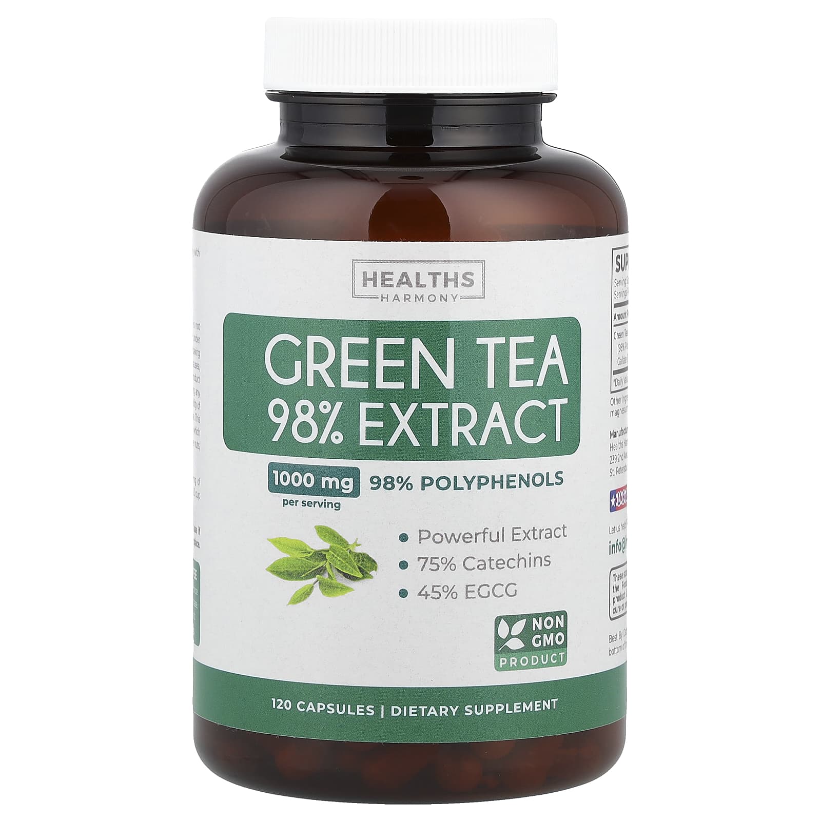 Boost Energy & Antioxidants with Green Tea Extract Capsules by Healths Harmony - Image 1