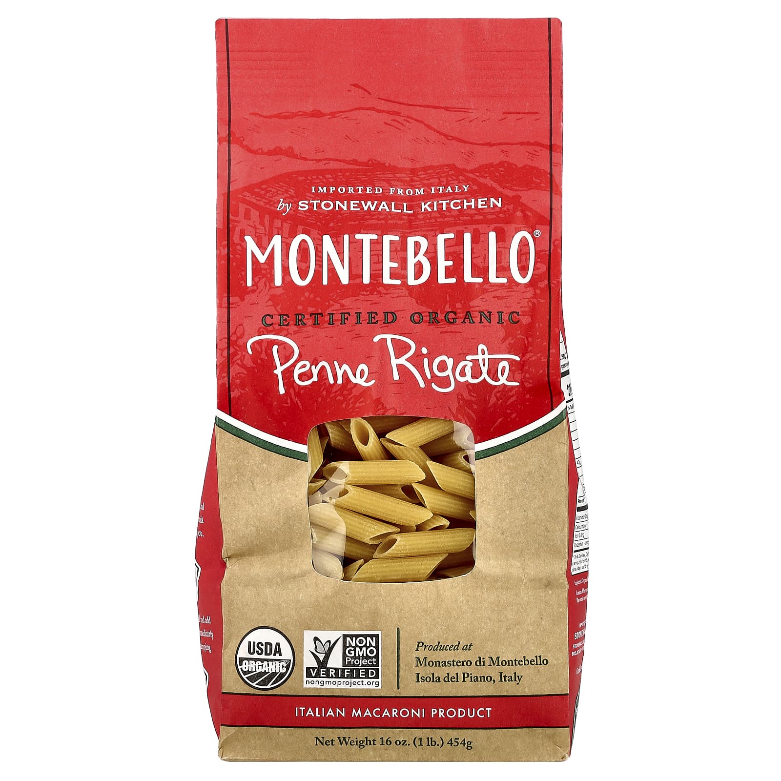 Montebello, Organic Penne Rigate, 16 oz (454 g) - Image 1