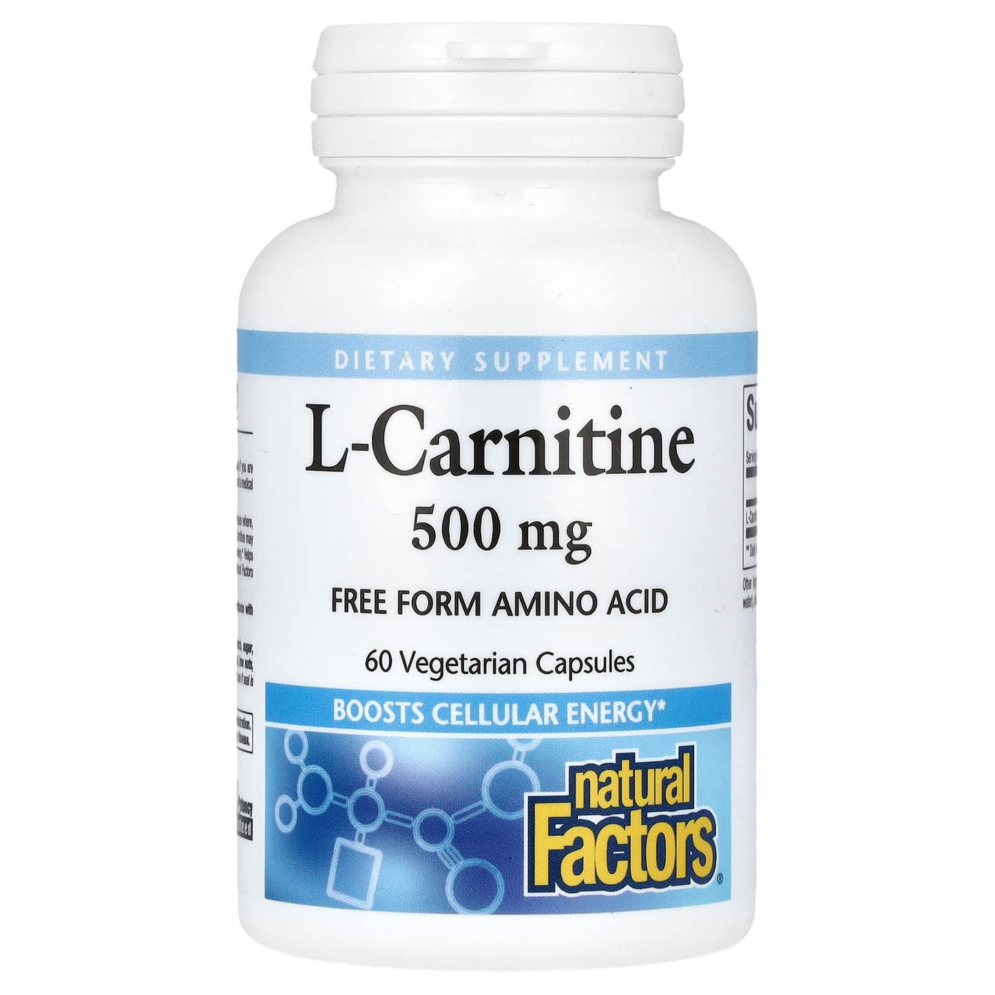 Natural Factors, L-Carnitine, 500 mg, 60 Vegetarian Capsules - Image 1