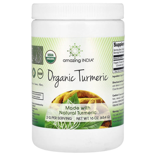 USDA Organic Turmeric Powder by Amazing India, 16 oz (454g) - Image 1