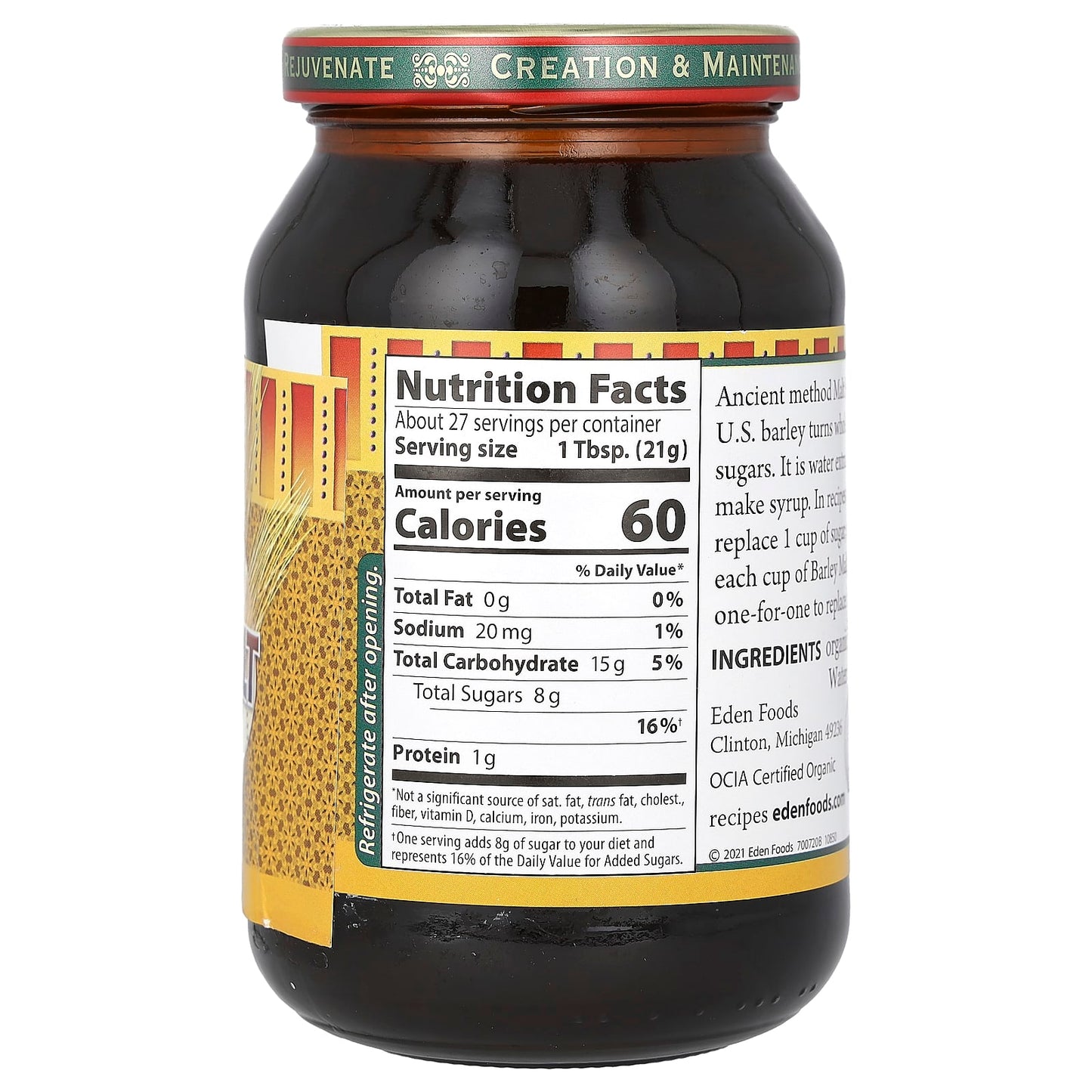 Eden Foods Organic Barley Malt Syrup, 20 oz - Natural Sweetener - Image 2