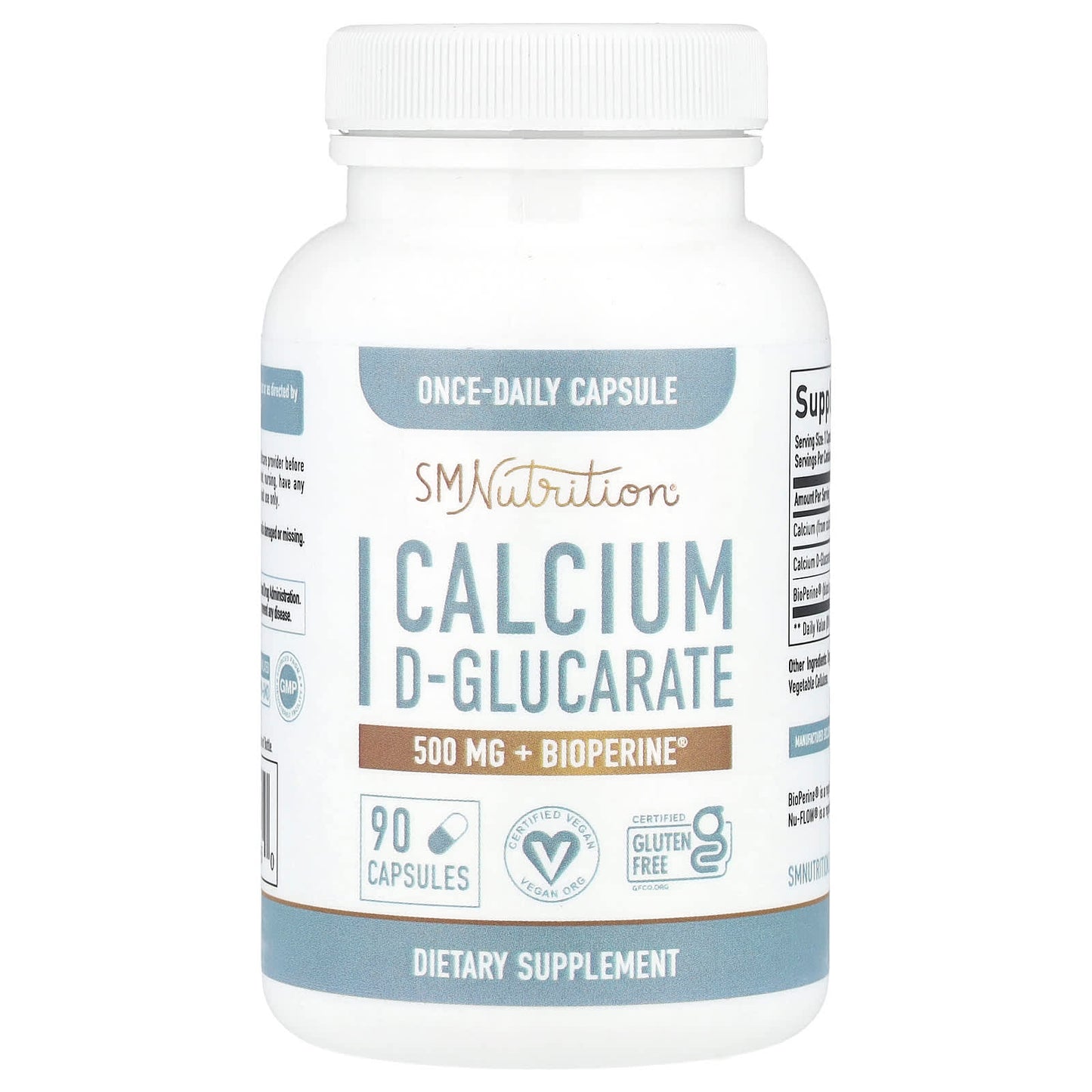 SMNutrition, Calcium D-Glucarate + BioPerine®, 90 Capsules - Image 1