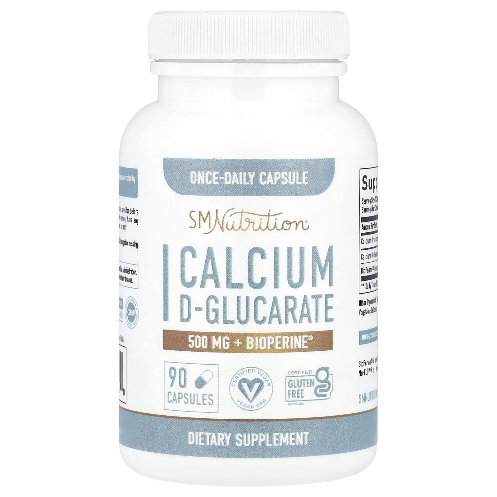 SMNutrition, Calcium D-Glucarate + BioPerine®, 90 Capsules - Image 1