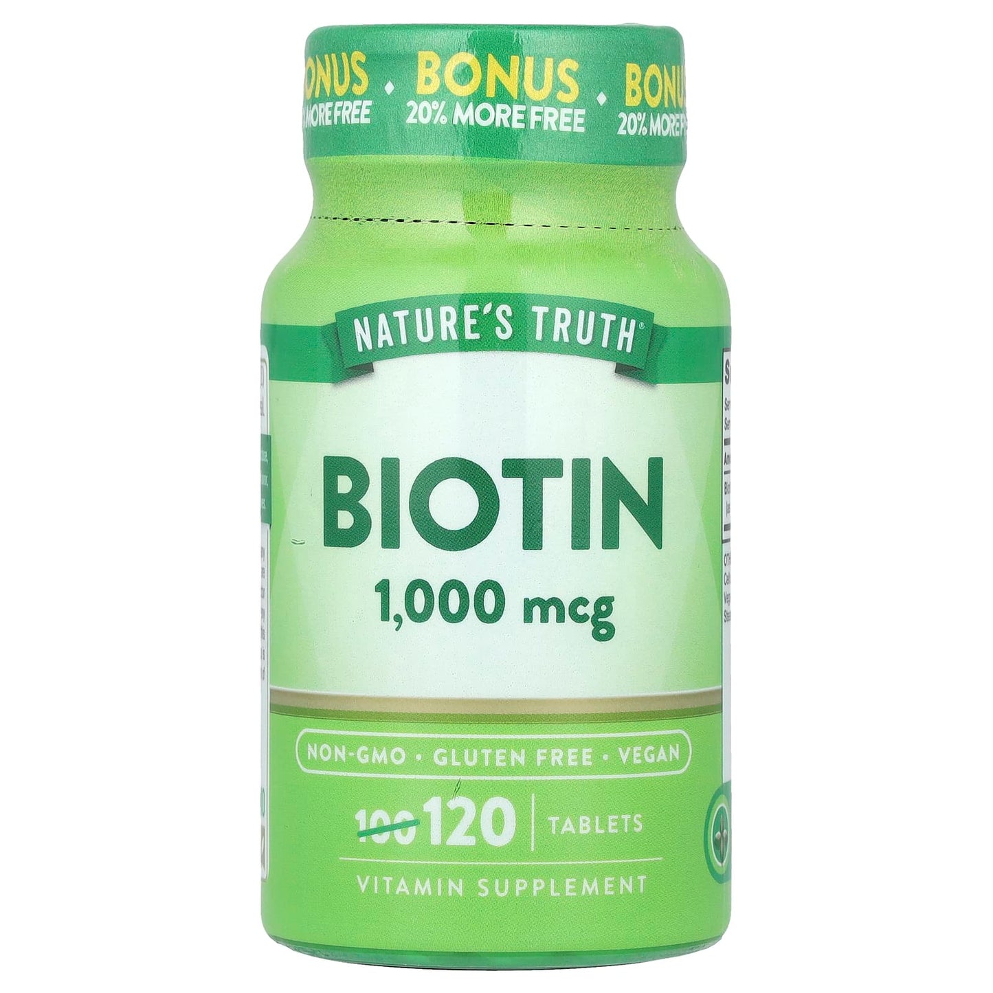 Nature's Truth, Biotin, 1,000 mcg, 120 Tablets - Image 1
