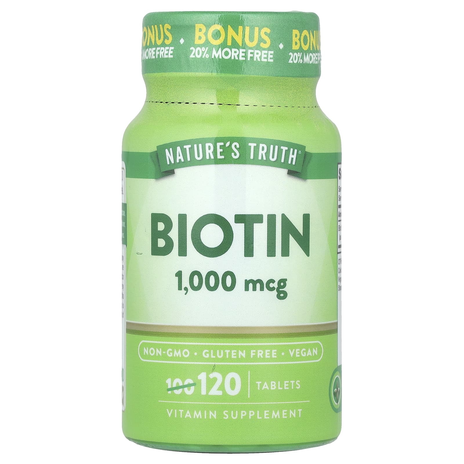 Nature's Truth, Biotin, 1,000 mcg, 120 Tablets - Image 1