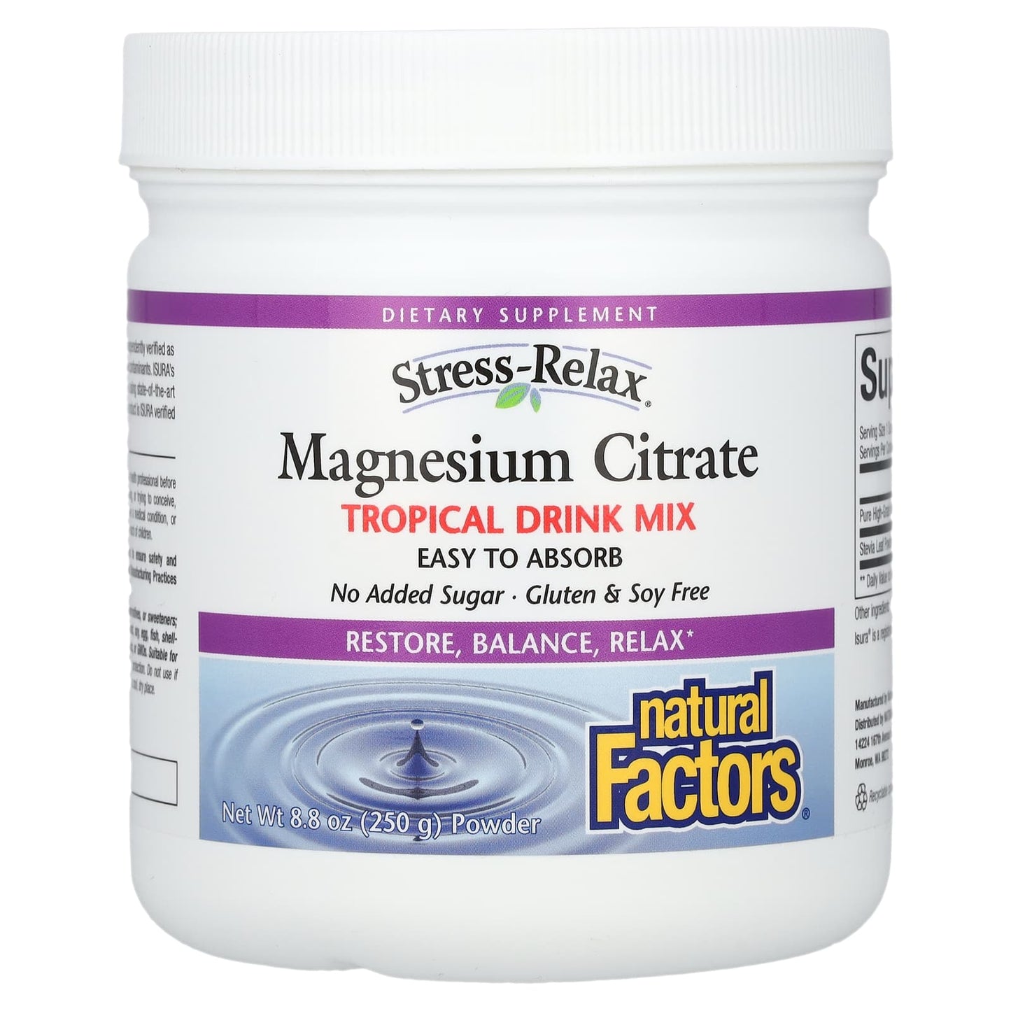 Natural Factors, Magnesium Citrate, Tropical Drink Mix, 8.8 oz  (250 g) - Image 1