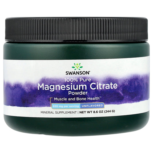 Swanson, 100% Pure Magnesium Citrate Powder, Unflavored, 8.6 oz (244 g) - Image 1