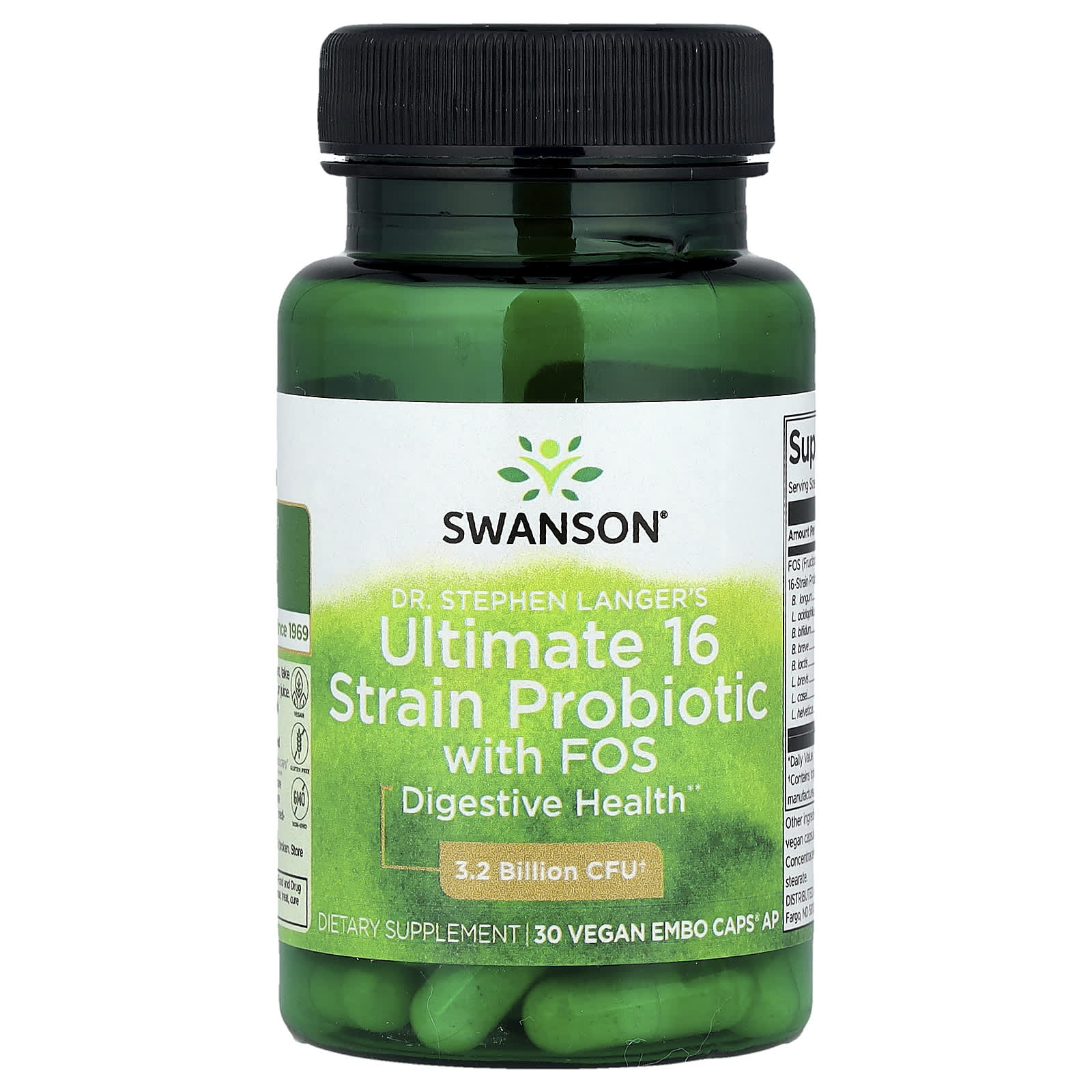 Swanson, Dr. Stephen Langer's Ultimate 16 Strain Probiotic with FOS, 30 Vegan EMBO Caps® AP - Image 1