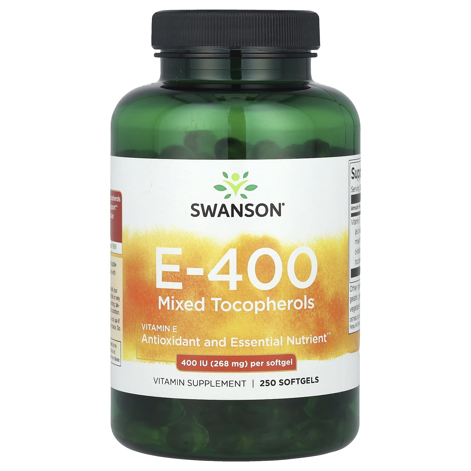 Swanson, Vitamin E-400, Mixed Tocopherols, 400 IU (268 mg), 250 Softgels - Image 1