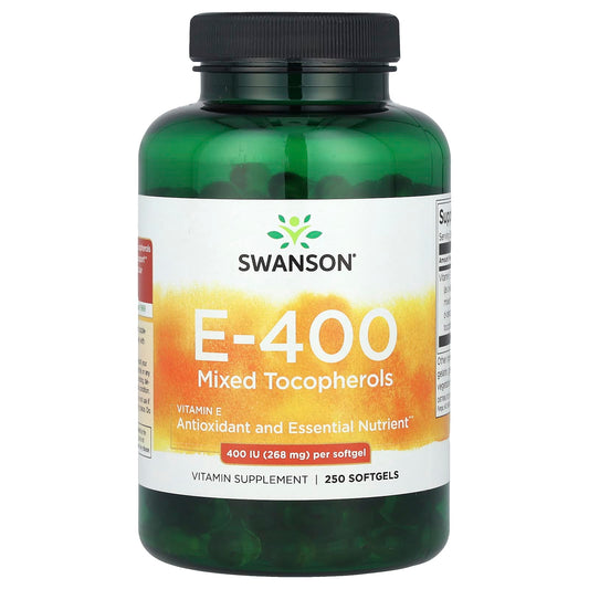 Swanson, Vitamin E-400, Mixed Tocopherols, 400 IU (268 mg), 250 Softgels - Image 1