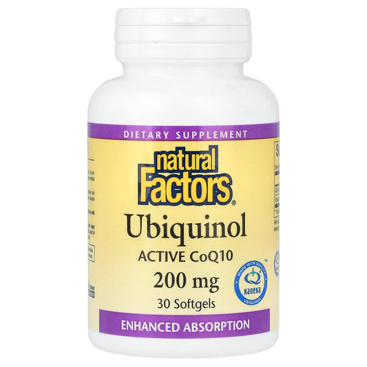 Natural Factors, Ubiquinol, 200 mg, 30 Softgels - Image 1
