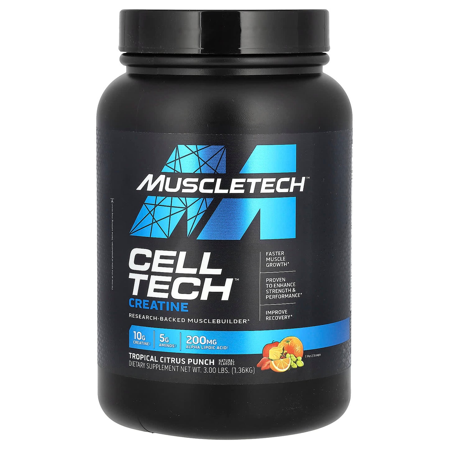 MuscleTech, Cell-Tech™ Creatine, Tropical Citrus Punch, 3 lbs (1.36 kg) - Image 1