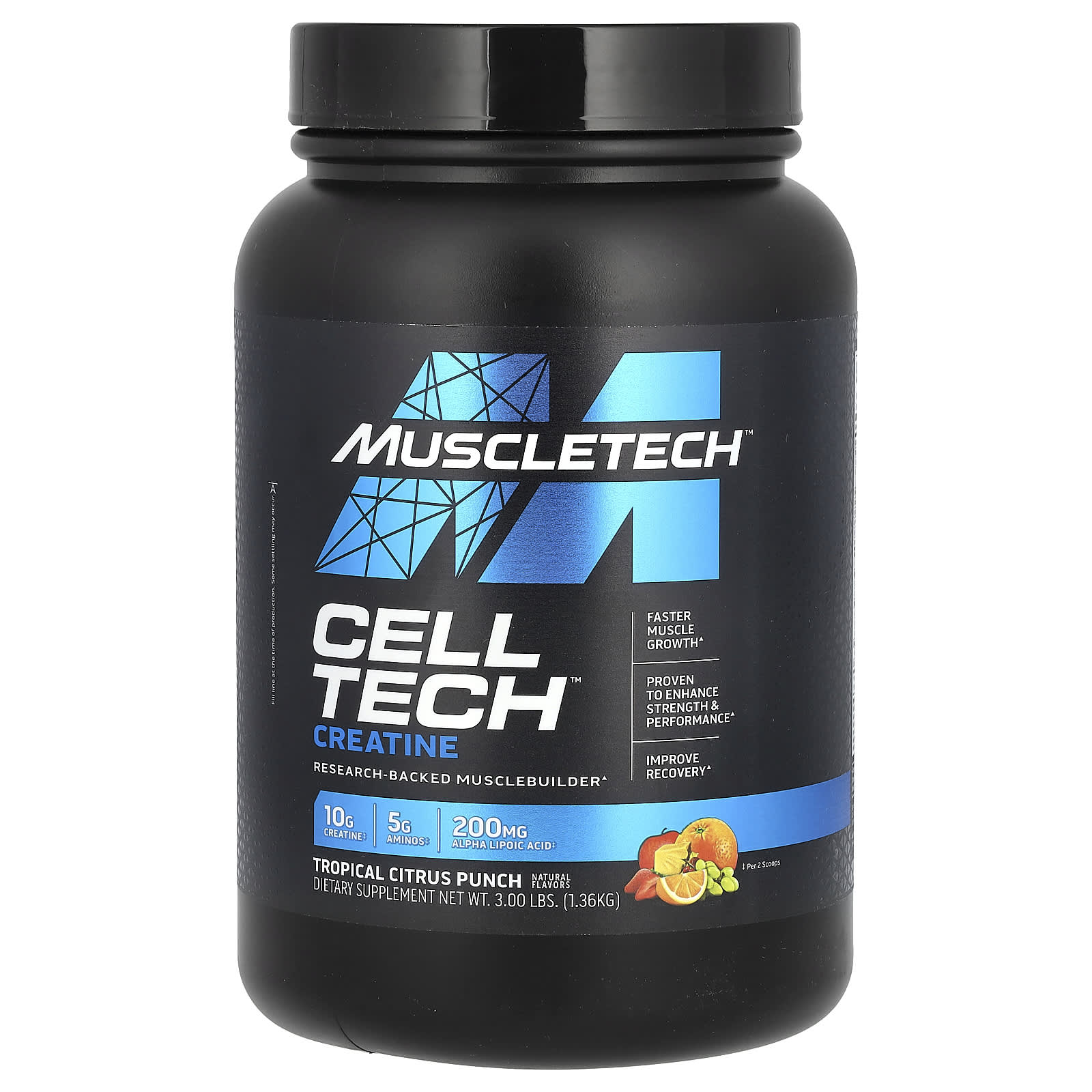MuscleTech, Cell-Tech™ Creatine, Tropical Citrus Punch, 3 lbs (1.36 kg) - Image 1