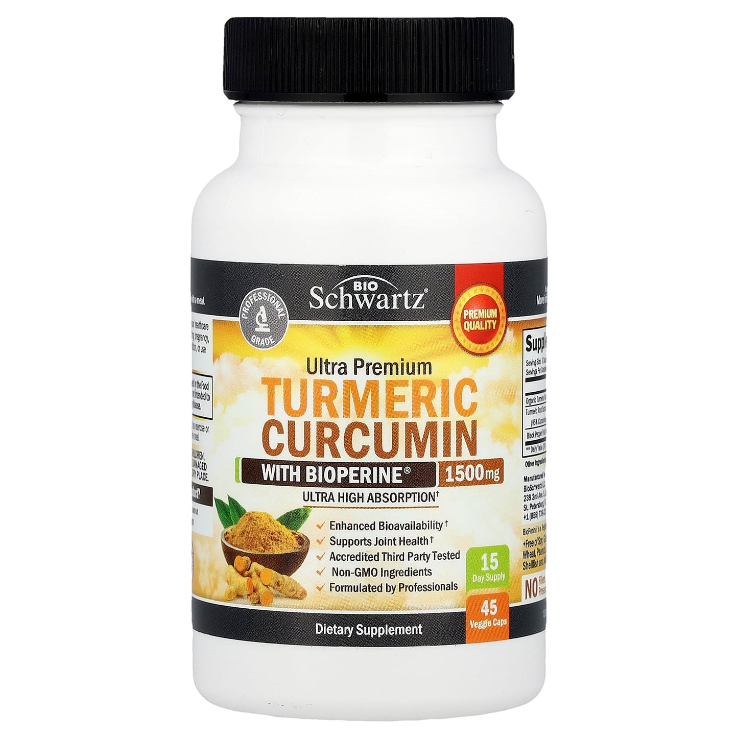BioSchwartz Ultra Premium Turmeric Curcumin with BioPerine for Joint Health - Image 1
