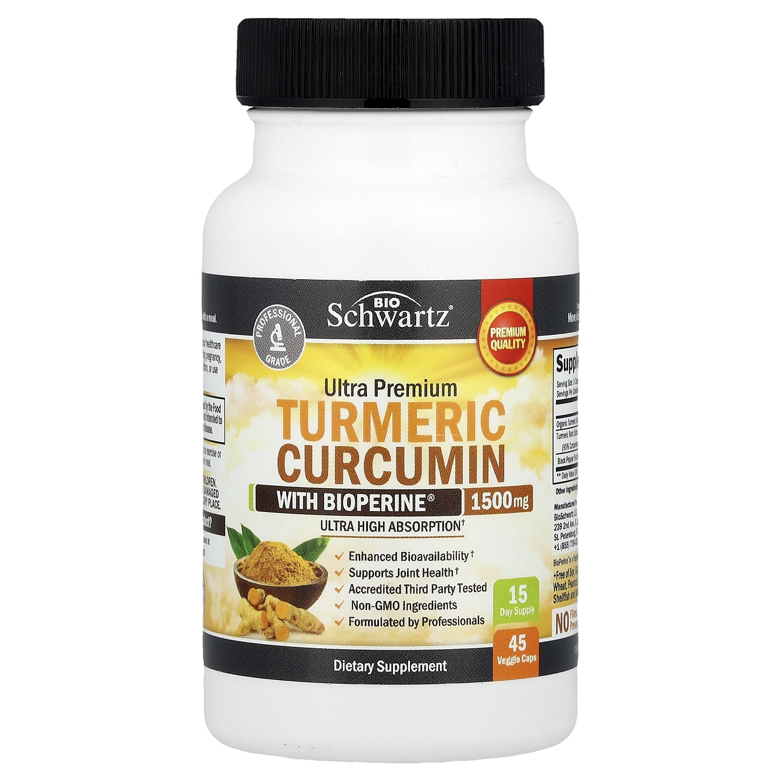 BioSchwartz Ultra Premium Turmeric Curcumin with BioPerine for Joint Health - Image 1