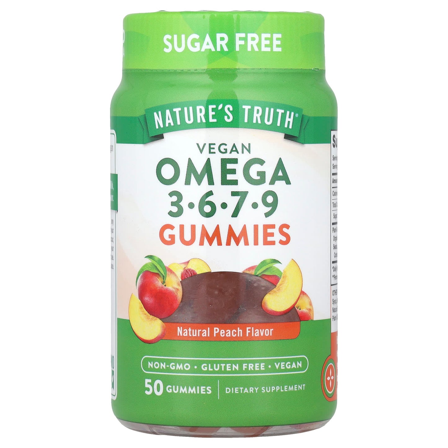 Nature's Truth, Vegan Omega 3-6-7-9 Gummies, Natural Peach, 50 Gummies - Image 1