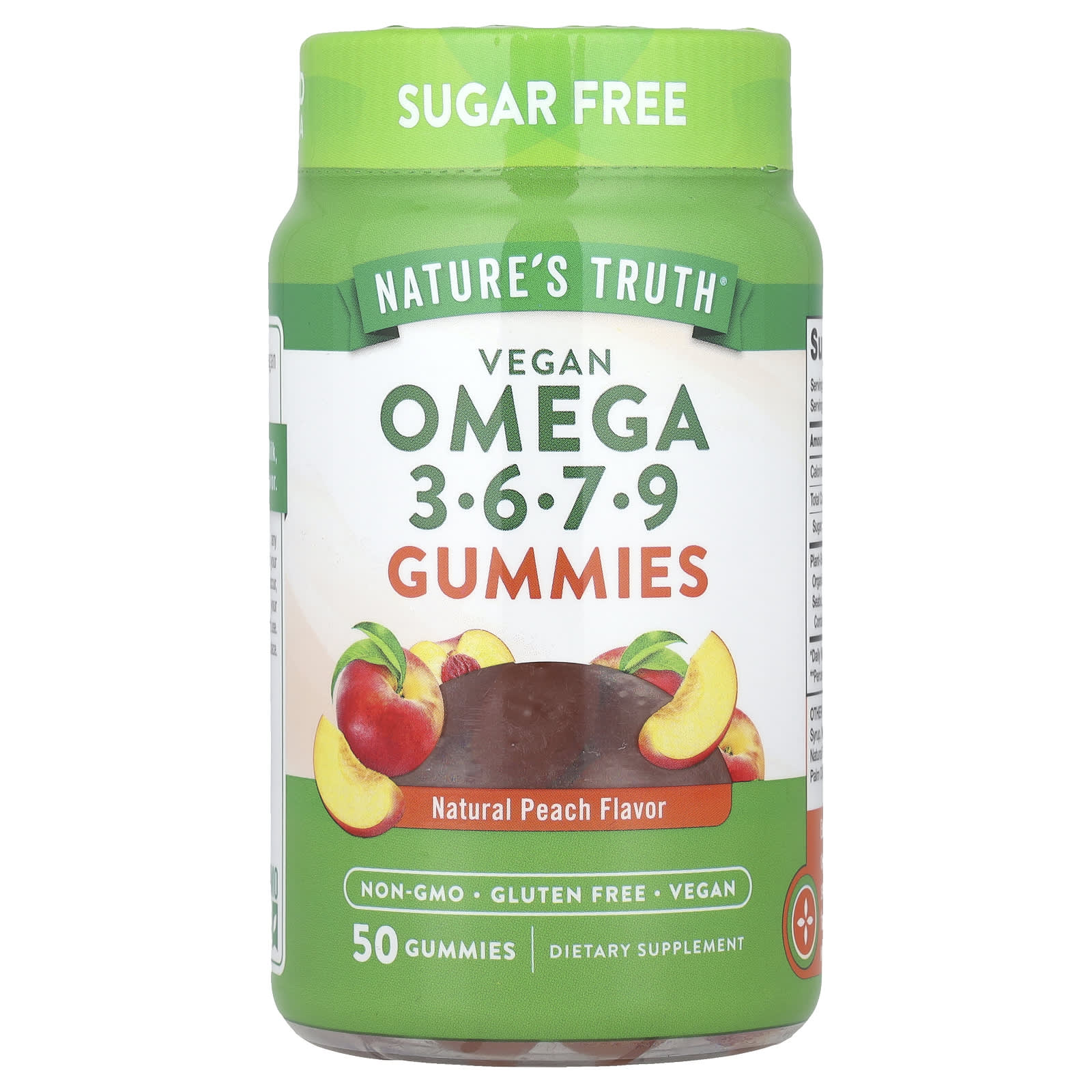Nature's Truth, Vegan Omega 3-6-7-9 Gummies, Natural Peach, 50 Gummies - Image 1