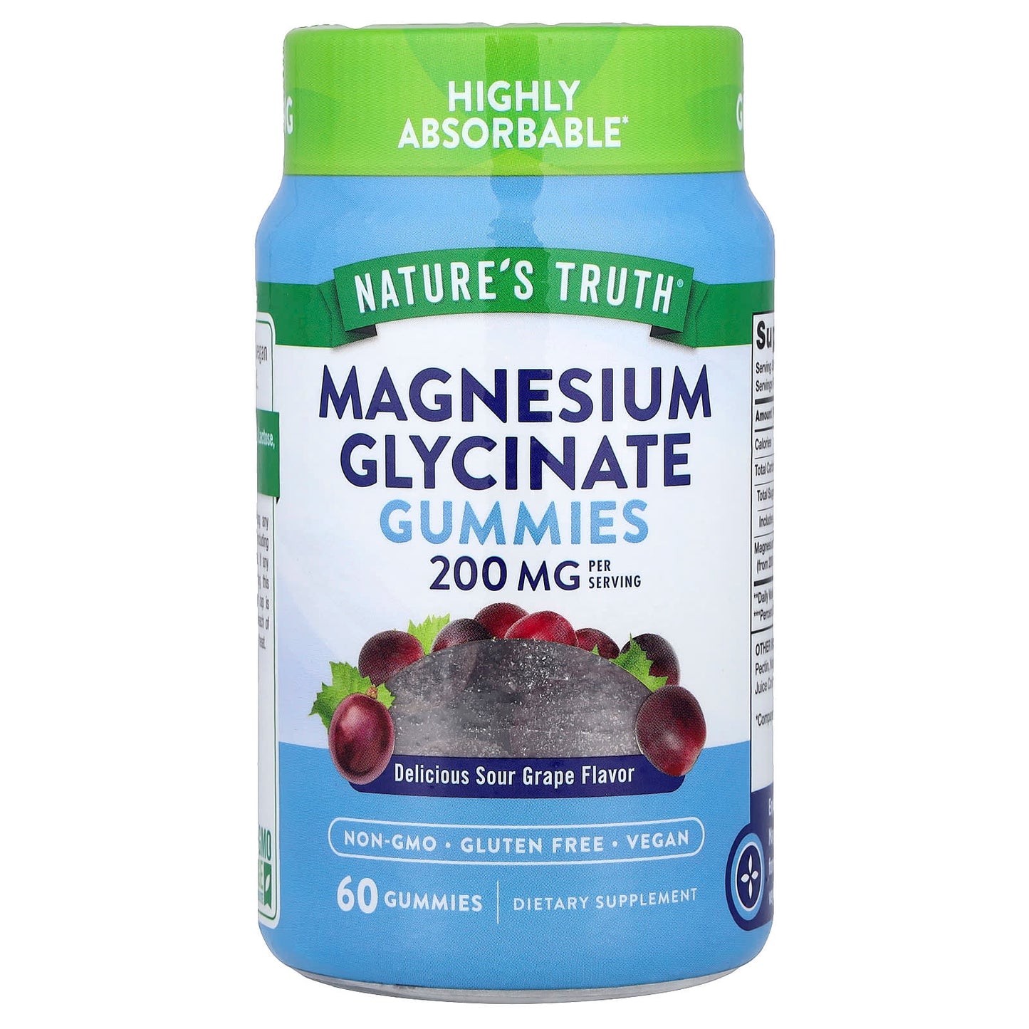 Nature's Truth, Magnesium Glycinate Gummies, Delicious Sour Grape, 60 Gummies - Image 1