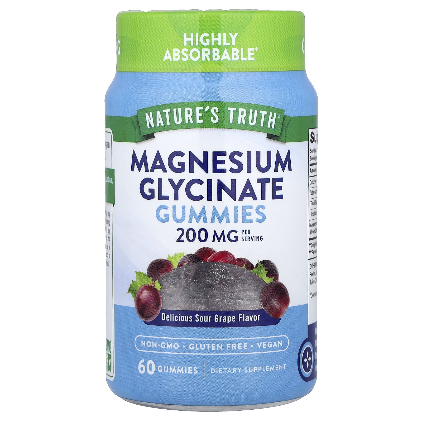 Nature's Truth, Magnesium Glycinate Gummies, Delicious Sour Grape, 60 Gummies - Image 1