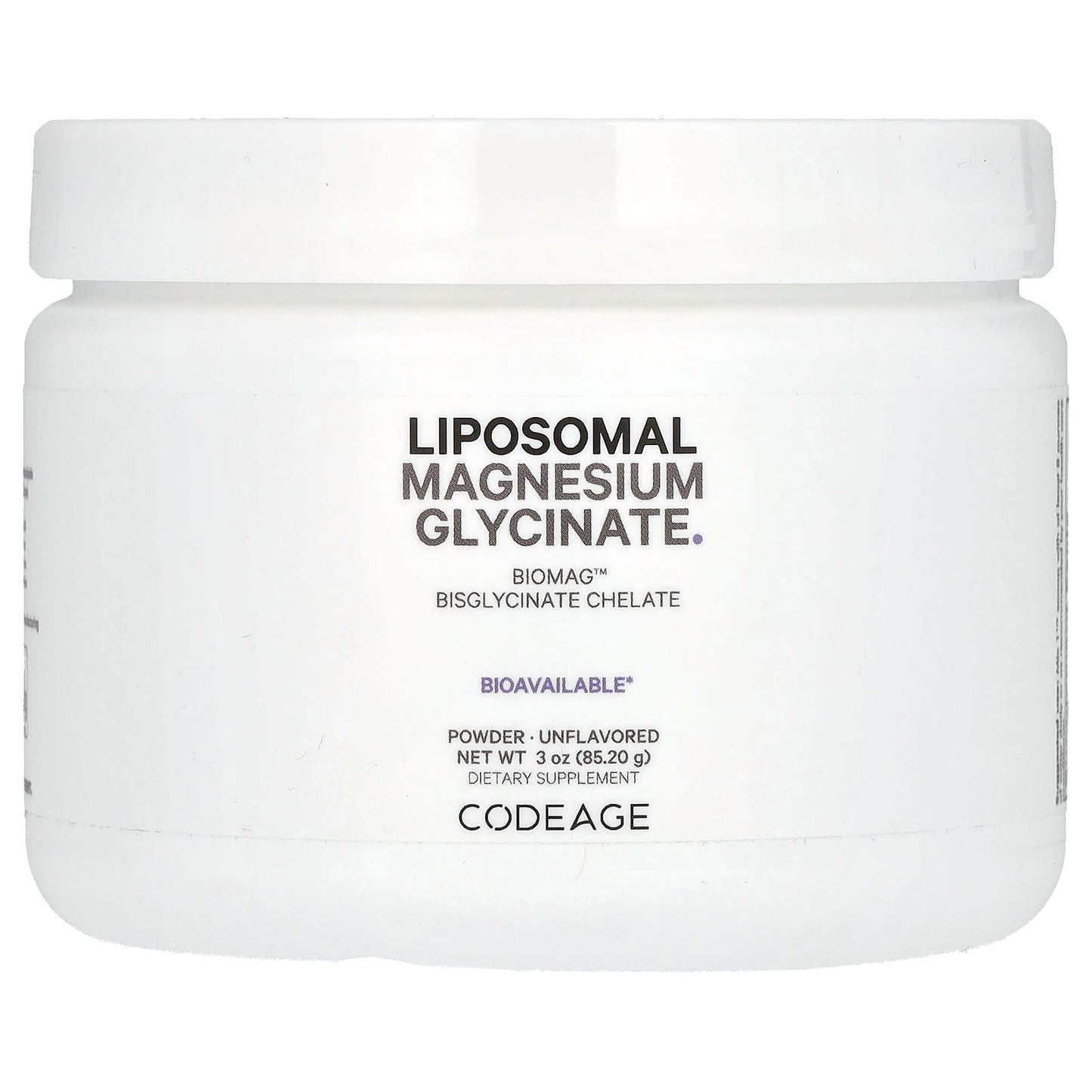 Codeage Liposomal Magnesium Glycinate Powder - Unflavored, Non-GMO, Soy-Free - Image 1