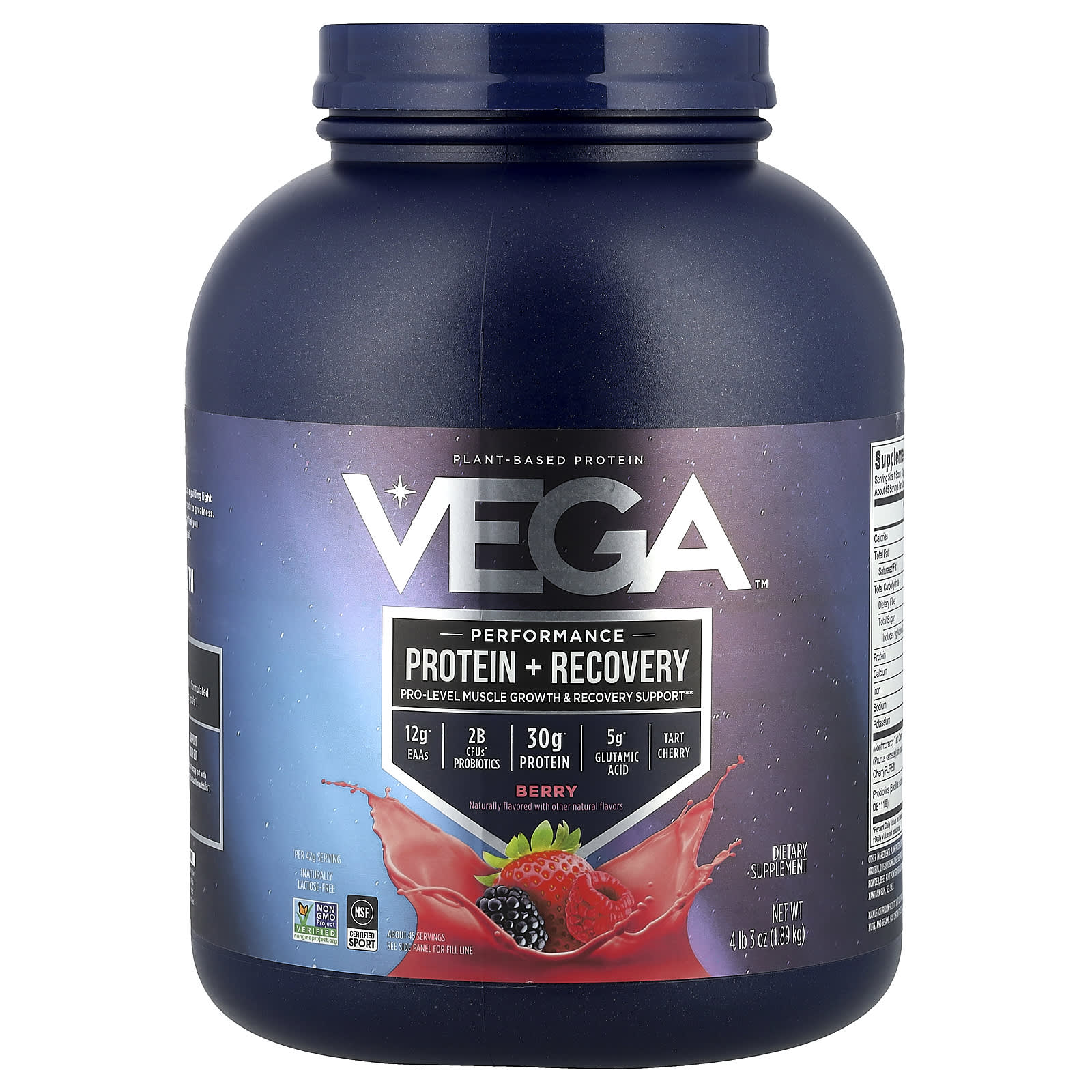 Vega, Plant-Based Protein, Performance Protein + Recovery,  Berry, 4 lb 3 oz (1.89 kg) - Image 1