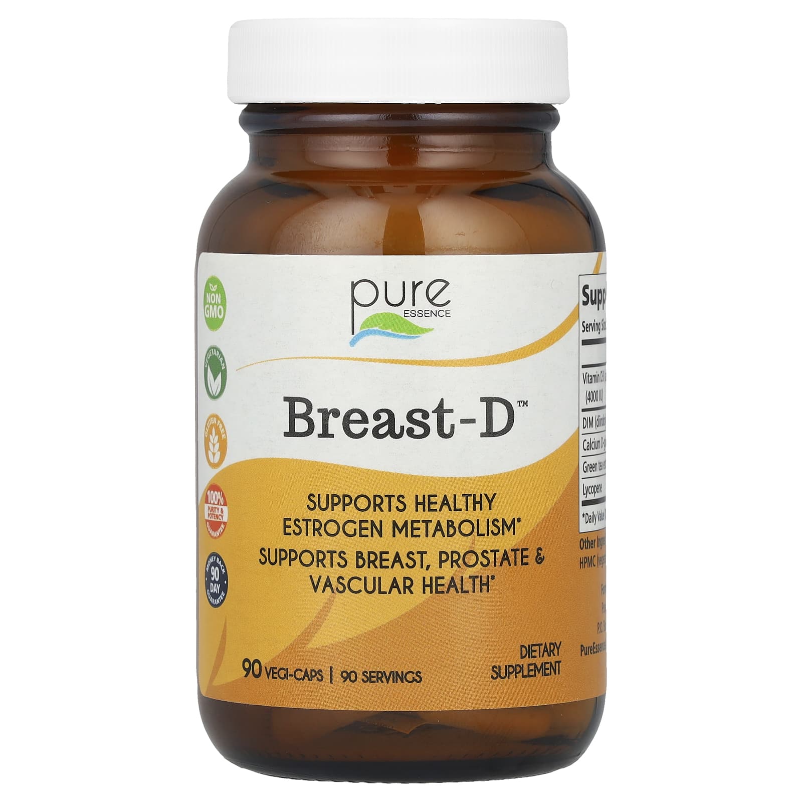 Pure Essence, Breast-D™, 90 Vegi-Caps - Image 1