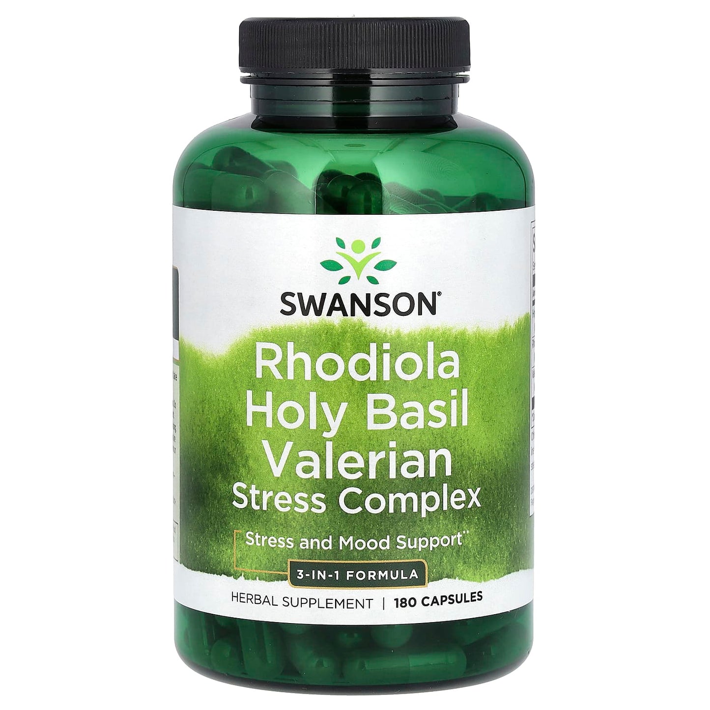 Swanson, Rhodiola Holy Basil Valerian Stress Complex, 180 Capsules - Image 1