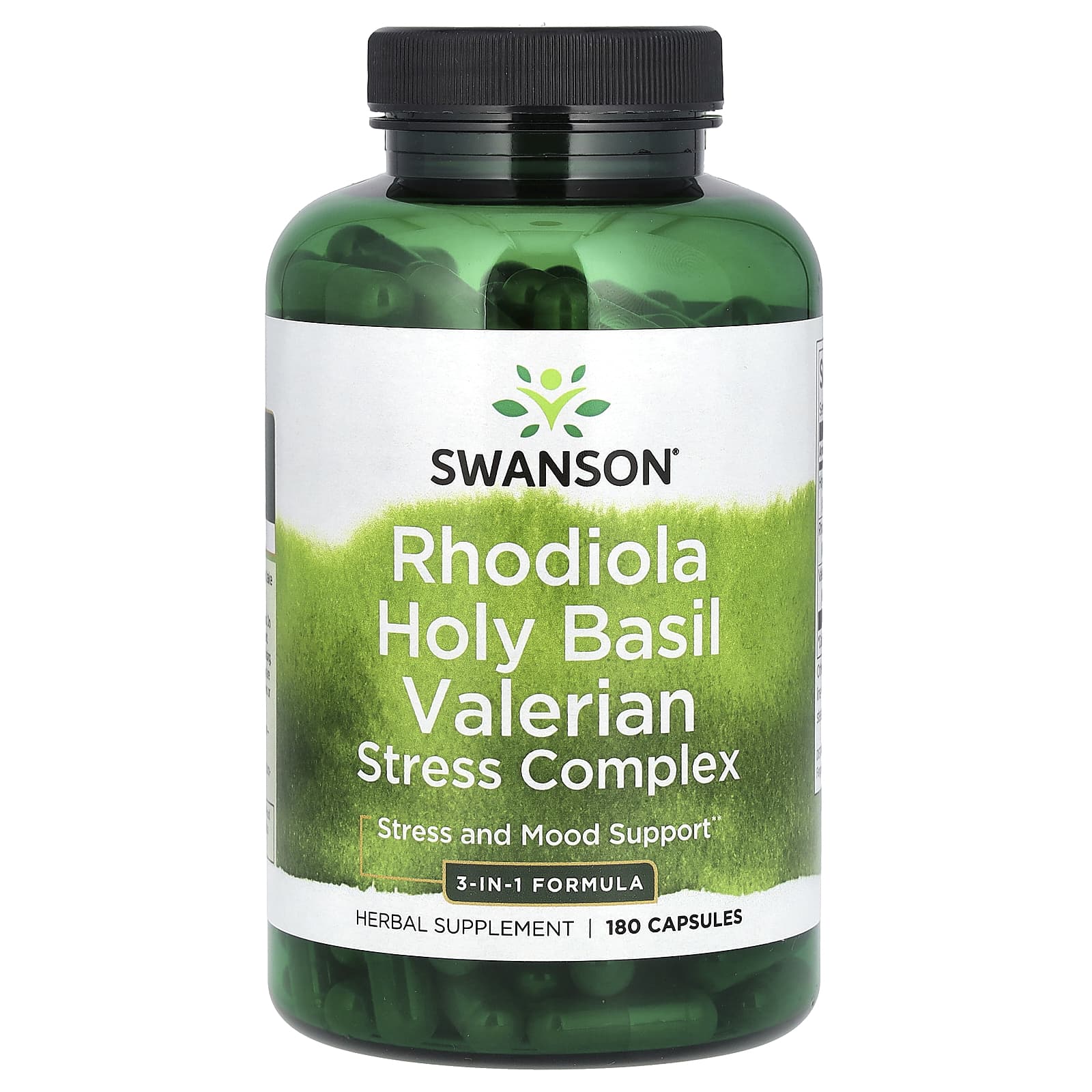 Swanson, Rhodiola Holy Basil Valerian Stress Complex, 180 Capsules - Image 1