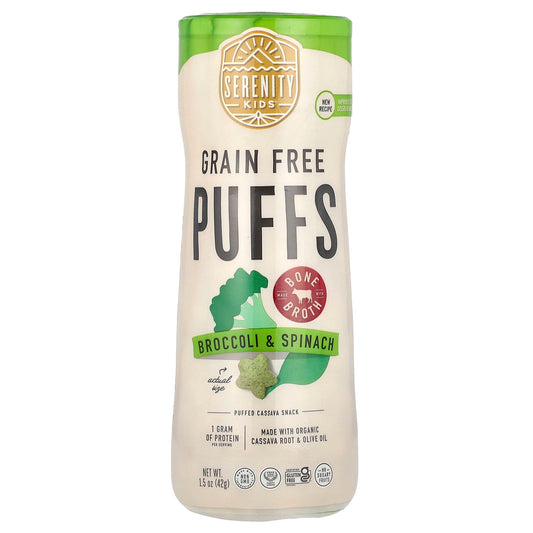 Serenity Kids, Grain Free Puffs, Broccoli & Spinach, 1.5 oz (42 g) - Image 1
