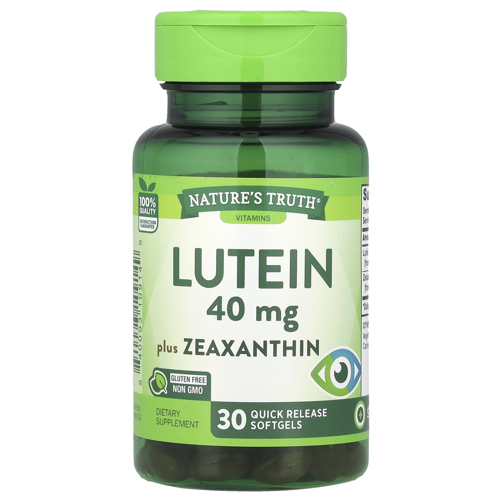 Nature's Truth, Lutein, Plus Zeaxanthin, 40 mg, 30 Quick Release Softgels - Image 1