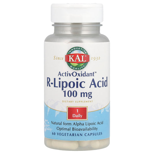 KAL, ActivOxidant™, R-Lipoic Acid, 100 mg, 60 Vegetarian Capsules - Image 1