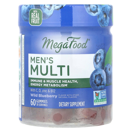 MegaFood, Men's Multi, Wild Blueberry,  60 Gummies - Image 1