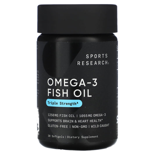 Sports Research, Omega-3 Fish Oil, Triple Strength , 30 Softgels - Image 1
