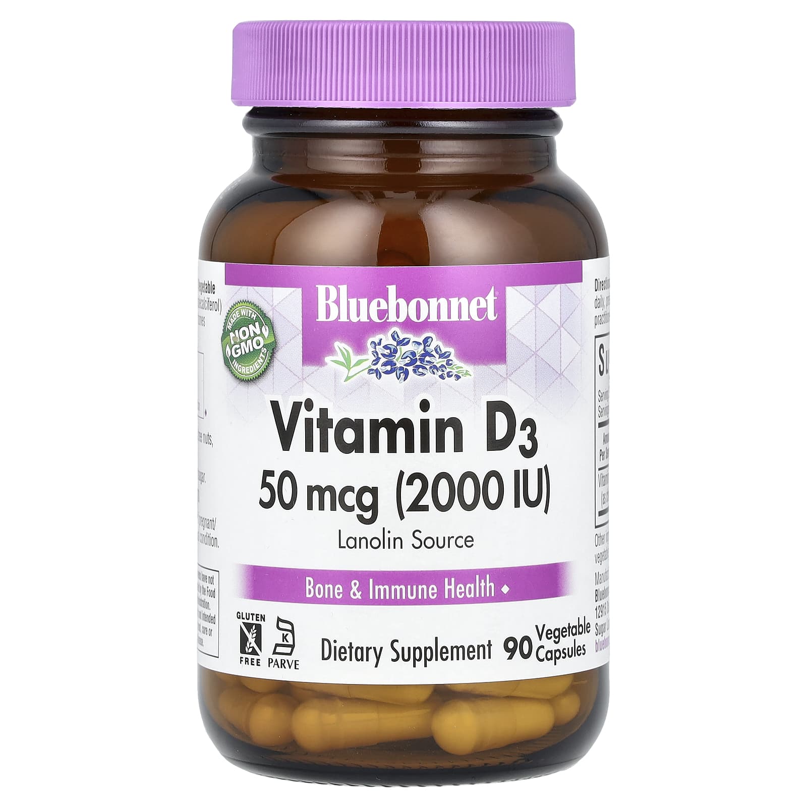 Support Bone Health with Bluebonnet's Vitamin D3 50 mcg (2000 IU) - Image 1