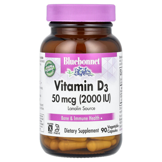 Support Bone Health with Bluebonnet's Vitamin D3 50 mcg (2000 IU) - Image 1