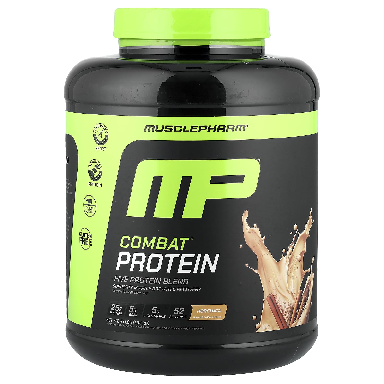 MusclePharm, Combat Protein Powder, Horchata, 4 lb (1.8 kg) - Image 1