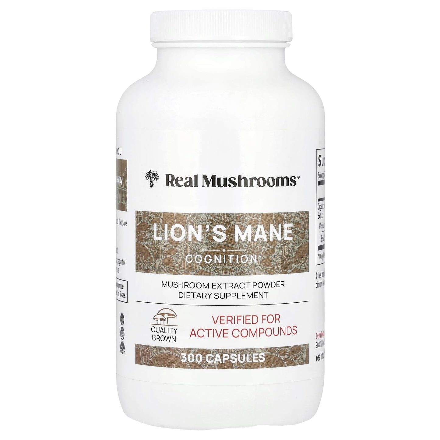 Real Mushrooms, Lion's Mane, Mushroom Extract Powder, 300 Capsules - Image 1