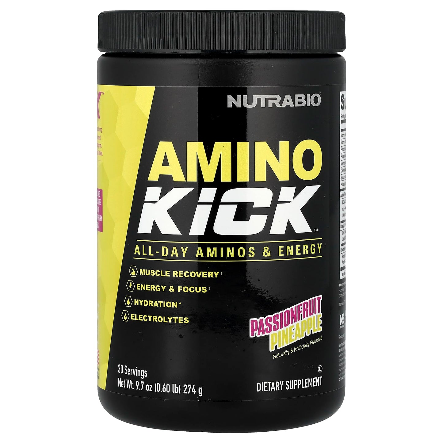 NutraBio, Amino Kick™, Passionfruit Pineapple, 9.7 oz (274 g) - Image 1