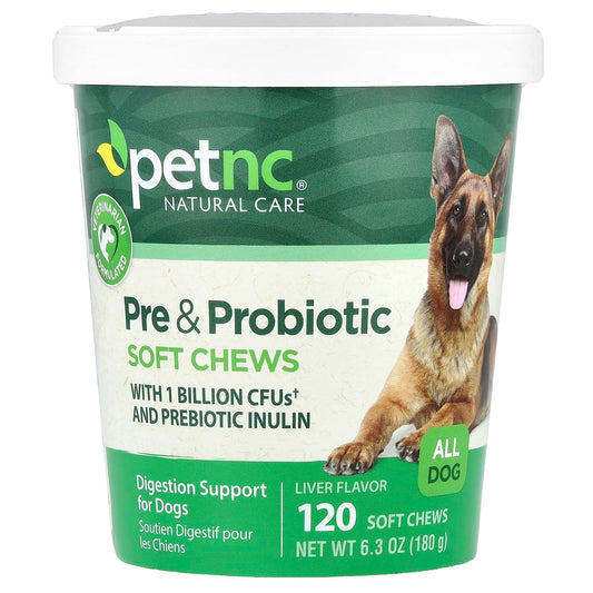 petnc NATURAL CARE, Pre & Probiotic Soft Chews, All Dog, Liver, 120 Soft Chews, 6.3 oz (180 g) - Image 1
