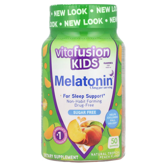 VitaFusion, Kids, Melatonin Gummies, For Ages 4+, Natural Tropical Peach, 1.5 mg, 50 Gummies - Image 1
