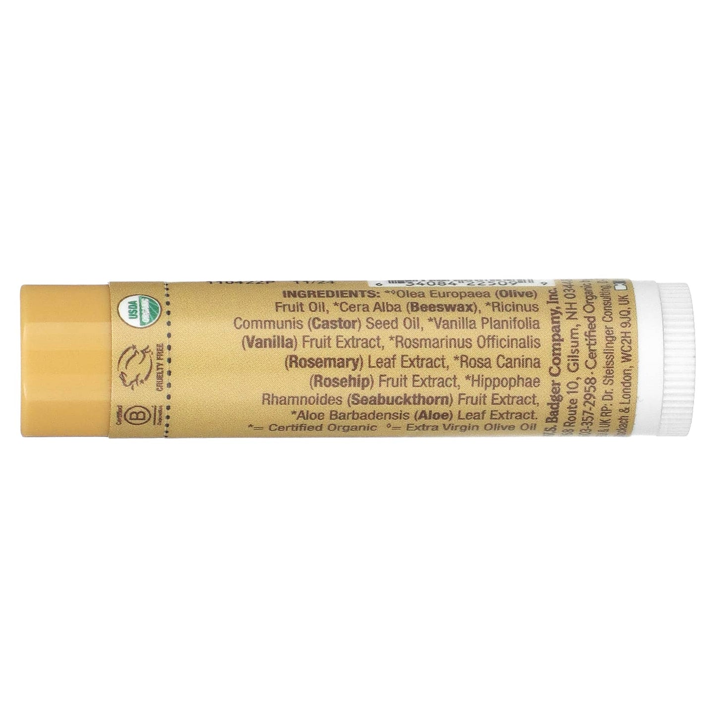 Badger Vanilla Madagascar Lip Balm, Cruelty-Free & Organic - Image 2